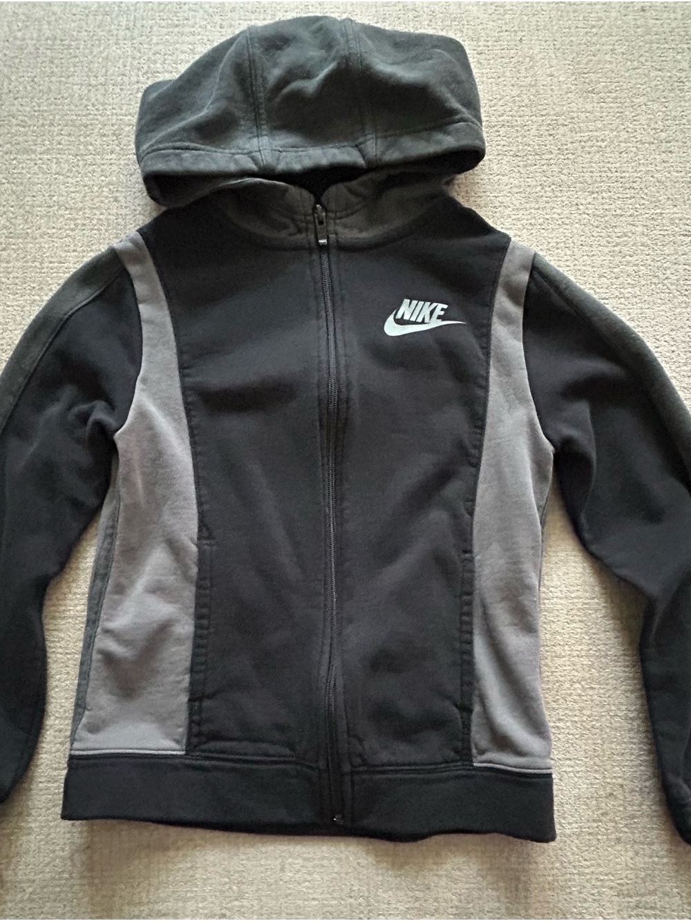 Nike Kids Black & Gray Hooded Zip-Up Jacket